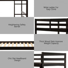 Load image into Gallery viewer, Twin Bunk Bed Children Wooden Bunk Beds Solid Hardwood-Coffee