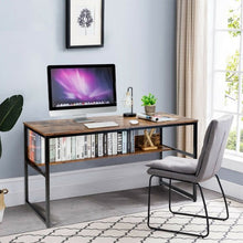 Load image into Gallery viewer, 55" Computer Desk Writing Table Workstation Home Office w/ Bookshelf-RB
