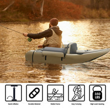 Load image into Gallery viewer, Inflatable Fishing Float Tube with Pump Storage Pockets and Fish Ruler-Beige