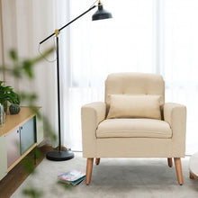 Load image into Gallery viewer, Accent Chair Cushioned Linen Armchair with Waist Pillow Sofa Chair-Beige