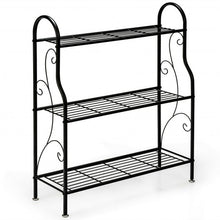 Load image into Gallery viewer, 3-Tier Scrollwork Designed Metal Plant Stand-Black