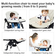 Load image into Gallery viewer, Foldable High chair with Multiple Adjustable Backrest-White