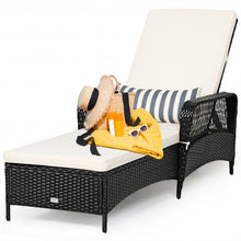 Load image into Gallery viewer, PE Rattan Armrest Chaise Lounge Chair with Adjustable Pillow