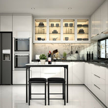 Load image into Gallery viewer, 3 Piece Counter Height Dining Set Faux Marble Table-White