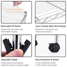 Load image into Gallery viewer, 3-Tier Kitchen Microwave Baker Stand Storage Cart Rack