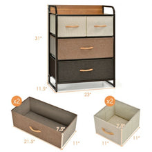 Load image into Gallery viewer, 4-Drawer Tower Steel Frame Wooden Top Dresser Storage with 3-Tier Organizer