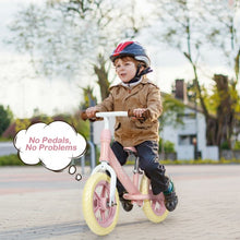 Load image into Gallery viewer, 12" Kids Balance No-Pedal Ride Pre Learn Bike with Adjustable Seat-Pink