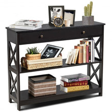 Load image into Gallery viewer, Console Table 3-Tier with Drawer and Storage Shelves-Espresso