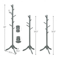 Load image into Gallery viewer, Adjustable Wooden Tree Coat Rack with 8 Hooks-Gray