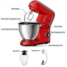 Load image into Gallery viewer, 4.3 Qt 550 W Tilt-Head Stainless Steel Bowl Electric Food Stand Mixer-Red