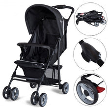 Load image into Gallery viewer, 5-Point Safety System Foldable Lightweight Baby Stroller-Black