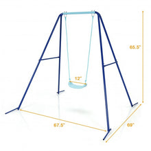 Load image into Gallery viewer, Outdoor Kids Swing Set with Heavy Duty Metal A-Frame and Ground Stakes-Blue