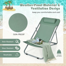 Load image into Gallery viewer, Portable Beach Chair Set of 2 with Headrest -Green