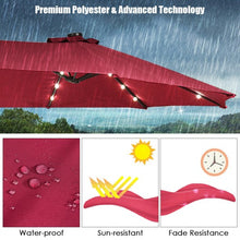 Load image into Gallery viewer, 15 Ft Solar LED Patio Double-sided Umbrella Market Umbrella with Weight Base-Red