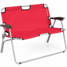 Load image into Gallery viewer, 2 Person Folding Camping Bench Portable Double Chair-Red