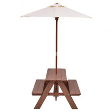 Load image into Gallery viewer, Outdoor 4-Seat Kid's Picnic Table Bench with Umbrella