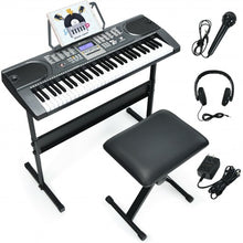 Load image into Gallery viewer, 61-Key Electronic Keyboard Piano Starter Set with Stand Bench and Headphones