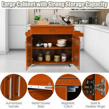 Load image into Gallery viewer, Rolling Kitchen Island Cart with Towel and Spice Rack-Cherry