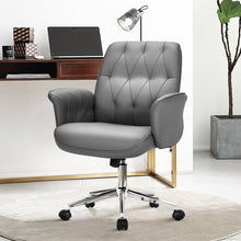Load image into Gallery viewer, Modern Home Office Leisure Chair PU Leather Adjustable Swivel with Armrest-Gray