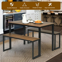 Load image into Gallery viewer, 3-Piece Kitchen Dining Table Set with 2 Benches for Limited Space -Natural