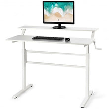 Load image into Gallery viewer, Standing Desk Crank Adjustable Sit to Stand Workstation -White