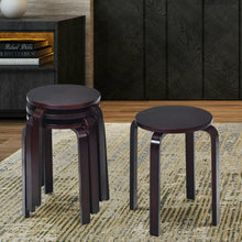Load image into Gallery viewer, Set of 4 18" Wood Home Backless Dining Chairs-Deep Brown