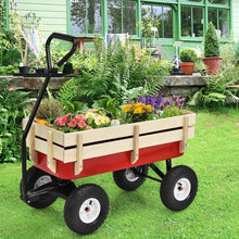Load image into Gallery viewer, Outdoor Pulling Garden Cart Wagon with Wood Railing