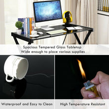 Load image into Gallery viewer, Glass Top Computer Desk Writing Study Workstation