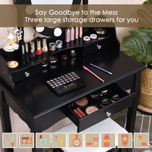 Load image into Gallery viewer, Oval Mirror Vanity Set with 10 LED Dimmable Bulbs and 3 Drawers-Black