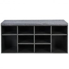 Load image into Gallery viewer, 10-Cube Organizer Entryway Padded Shoe Storage Bench-Gray