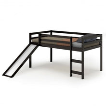 Load image into Gallery viewer, Twin Size Low Sturdy Loft Bed with Slide Wood -Espresso
