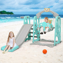 Load image into Gallery viewer, 3 in 1 Toddler Climber and Swing Set Slide Playset-Green
