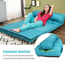 Load image into Gallery viewer, Foldable Floor 6-Position Adjustable Lounge Couch-Blue