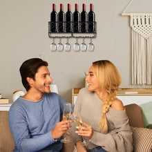 Load image into Gallery viewer, Wall Mounted Metal Wine Rack Wine Bottle Storage