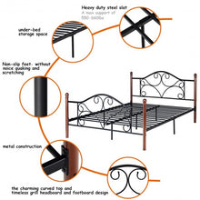 Load image into Gallery viewer, Queen Size Steel Bed Frame with Stable Platform and Metal Slats-Black