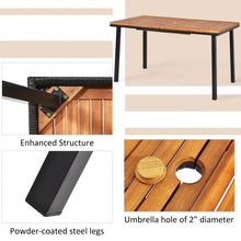 Load image into Gallery viewer, 55" Patio Rattan Dining Table with Umbrella Hole