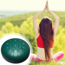 Load image into Gallery viewer, 10" High Carbon 11 Notes Steel Tongue Drum with Drum Hammer-Green