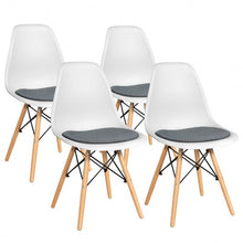 Load image into Gallery viewer, 4Pcs Mid Century Dining Chair with Linen Cushion-White