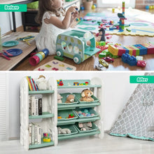 Load image into Gallery viewer, Kids Toy Storage Organizer w/Bins and Multi-Layer Shelf for Bedroom Playroom -GR