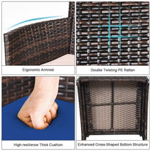 Load image into Gallery viewer, 3 Pcs Patio Furniture Set Outdoor Wicker Rattan Set-Navy