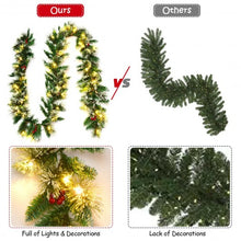 Load image into Gallery viewer, 9ft Pre-lit Snow Flocked Tips Christmas Garland with  Red Berries 50 Lights