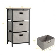 Load image into Gallery viewer, 3-Drawer Fabric Dresser Storage Tower Vertical Foldable Pull Bins-Black