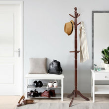 Load image into Gallery viewer, Adjustable Free Standing Wooden Coat Rack-Brown
