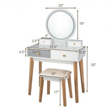 Load image into Gallery viewer, Set 3 Vanity Table Color Lighting Modes Make Up Table & Stool Set