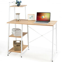 Load image into Gallery viewer, Computer Desk with Shelves Study Writing Desk Workstation Bookshelf-Natural