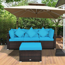 Load image into Gallery viewer, 4 Pcs Ottoman Garden Deck Patio Rattan Wicker Furniture Set Cushioned Sofa