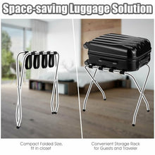 Load image into Gallery viewer, Foldable Luggage Rack Chromed Metal Suitcase Stand Holder Shoes Shelf Home Hotel