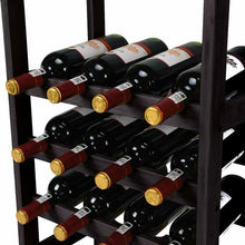 Load image into Gallery viewer, 16 Bottles Bamboo Storage Wine Rack with Glass Hanger-Brown