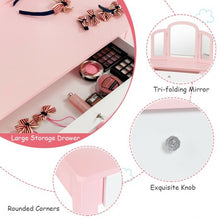 Load image into Gallery viewer, Kids Princess Make Up Dressing Table with Tri-folding Mirror & Chair-Pink