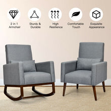 Load image into Gallery viewer, 2-in-1 Fabric Upholstered Rocking Chair with Pillow-Gray